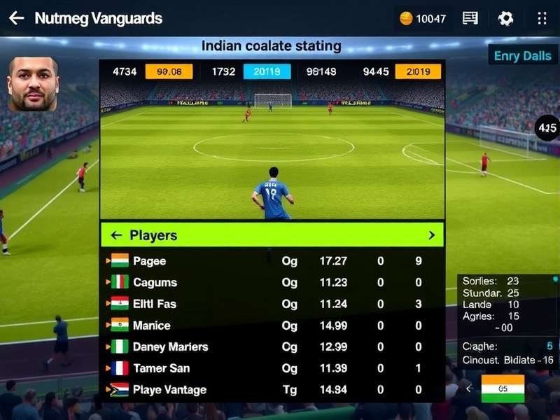 Nutmeg Vanguards gameplay screenshot showing football action